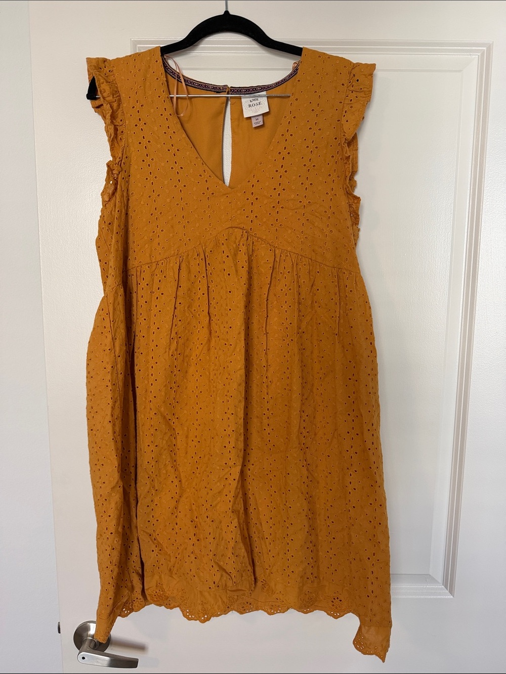 Knox Rose Mustard Eyelet V-Neck Mini Dress
